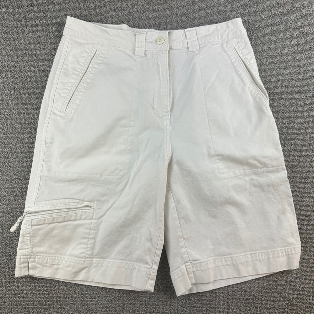 Woolrich Shorts Women 6 White Chino Cotton Blend Zipper Pocket Cargo Outdoor